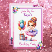 バレエをテーマにした少女の誕生日パーティー 招待状