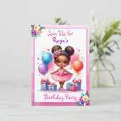 バレエをテーマにした少女の誕生日パーティー 招待状 (スタンド正面)