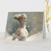 バレエを愛するブロンド・バレリーナ カード (黄色い花)