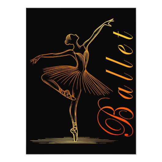 バレエエレガントを行うバレリーナの概要 フォトプリント (正面)