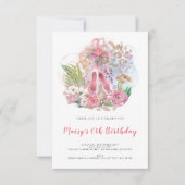 バレエエレガントパンプスピンクガール6thバースデーパーティー 招待状 (正面)