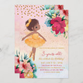 バレエガールピンクバースデーパーティーキッズ招待状 招待状 (正面/裏面)