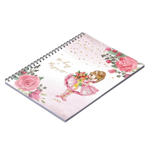 バレエガールピンクフローラ彼女の繊細な毎日の日記 ノートブック (左側)