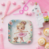 バレエガール&パピーパーティー ペーパープレート (パーティー)