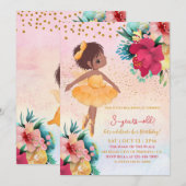 バレエガール ピンク バースデーパーティー キッズ インビテーション (正面/裏面)