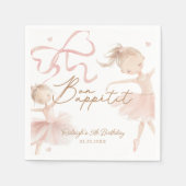 バレエキュートガールズパステルバレリーナ誕生日 スタンダードカクテルナプキン (正面)