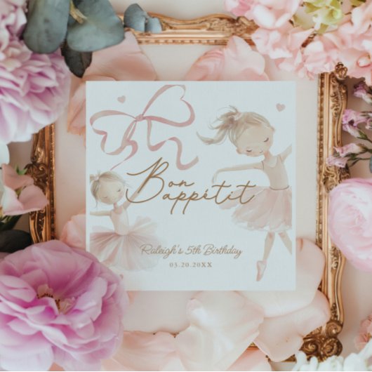 バレエキュートガールズパステルバレリーナ誕生日 スタンダードカクテルナプキン