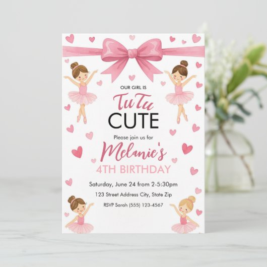 バレエキュートガールズパステルバレリーナ誕生日 招待状 (スタンド正面)