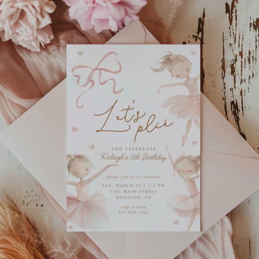 バレエキュートガールズパステルバレリーナ誕生日 招待状