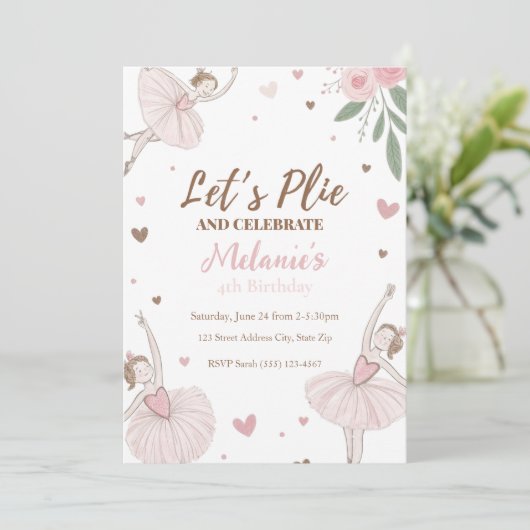 バレエキュートガールズパステルバレリーナ誕生日 招待状 (スタンド正面)