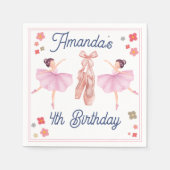 バレエキュートパステルバレリーナ誕生日 スタンダードカクテルナプキン (正面)