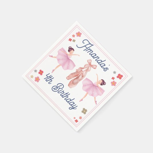 バレエキュートパステルバレリーナ誕生日 スタンダードカクテルナプキン (角)
