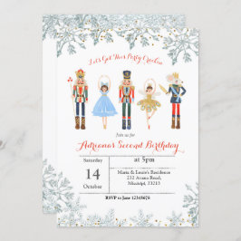 バレエグリッターシルバー誕生日招待状くるみ割り 招待状