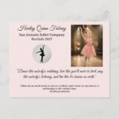 バレエサインカード ピンクのラメ入り写真 ポストカード (裏面)