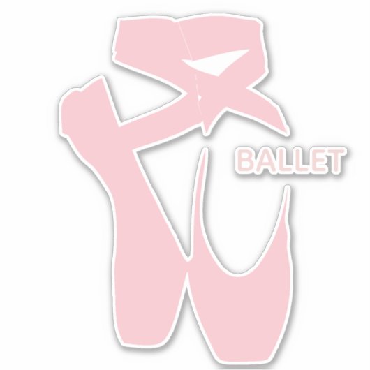 バレエシューズスリッパデザインスクエアビニールステッカー シール (正面)