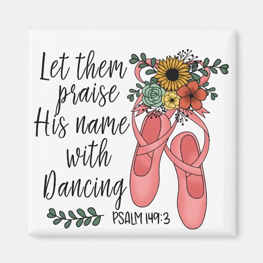 バレエシューズバレリーナクリスチャン引用文 マグネット (正面)