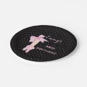 バレエシューズバレリーナピンク&ブラック水玉模様 ペーパープレート (アングル)