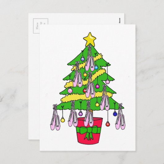 バレエシューズフェスティバルクリスマスツリー シーズンポストカード (正面/裏面)