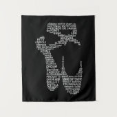 バレエシューズ タイポグラフィー ブラック＆ホワイト タペストリー (正面)