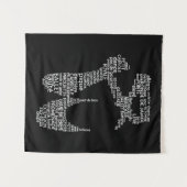 バレエシューズ タイポグラフィー モノクロ タペストリー (正面(横))