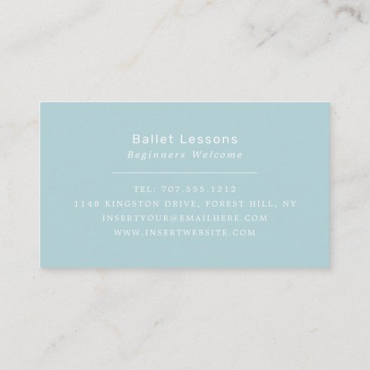 バレエシューズ、バレリーナダンサー、踊りインストラクター 名刺 (裏面)