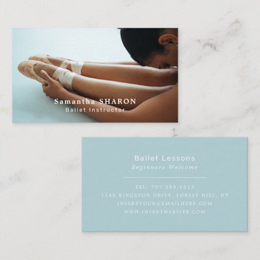 バレエシューズ、バレリーナダンサー、踊りインストラクター 名刺 (正面/裏面)