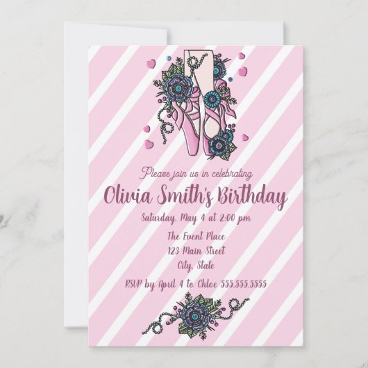 バレエシューズ 招待状 (正面)