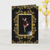 バレエスタイリッシュエレガント金ゴールド カード (黄色い花)