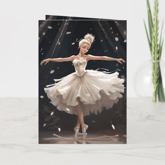 バレエスノークイーンスノーフレークバレリナクリスマス シーズンカード (裏面)