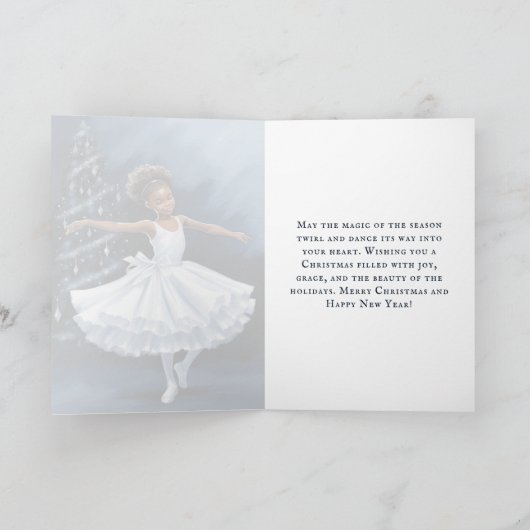 バレエスノークイーンスノーフレークバレリナクリスマス シーズンカード (内部)