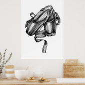 バレエスリッパファッションスケッチ ポスター (キッチン)