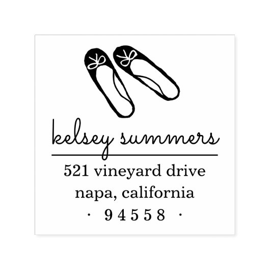 バレエスリッパ差出人住所スタンプ セルフインキングスタンプ (デザイン)