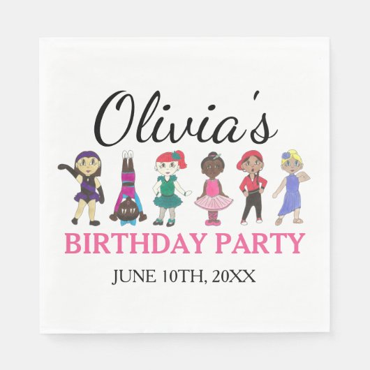 バレエタップジャズアクロリリリカルダンサー誕生日パーティー スタンダードランチョンナプキン (正面)