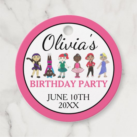 バレエタップジャズアクロリリリカルダンサー誕生日パーティー フェイバータグ (正面)