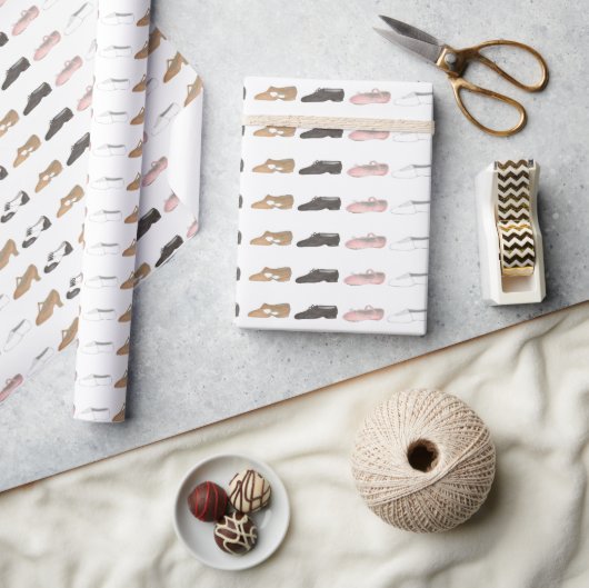 バレエタップジャズアクロリリリリカルなダンスシューリサイタル ラッピングペーパー (クラフト)