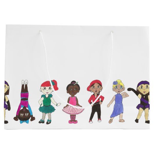 バレエタップジャズ叙情的ガールダンサーのダンス先生 ラージペーパーバッグ (裏面)