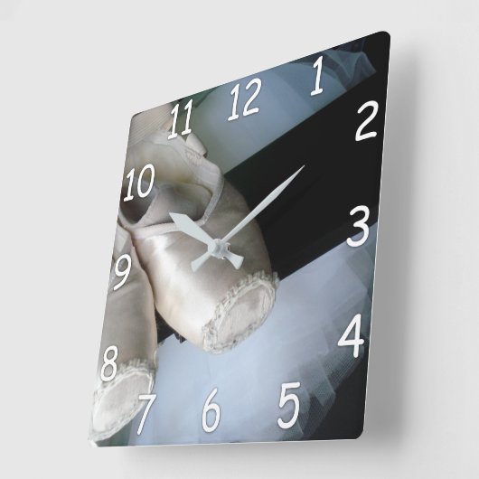 バレエダンサーのためのポインテショー&ツウウォールクロック スクエア壁時計 (傾斜)