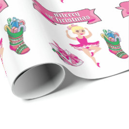 バレエダンサーのストッキングおよびギフトのメリークリスマス ラッピングペーパー