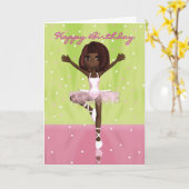 バレエダンサーのバースデー・カード-アフリカ系アメリカ人Bal カード (黄色い花)