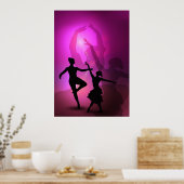 バレエダンサーのピンク芸術的デザイン ポスター (キッチン)