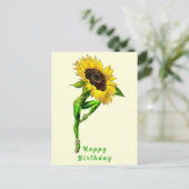バレエダンサーひまわり女性誕生日カード ポストカード (スタンド正面)