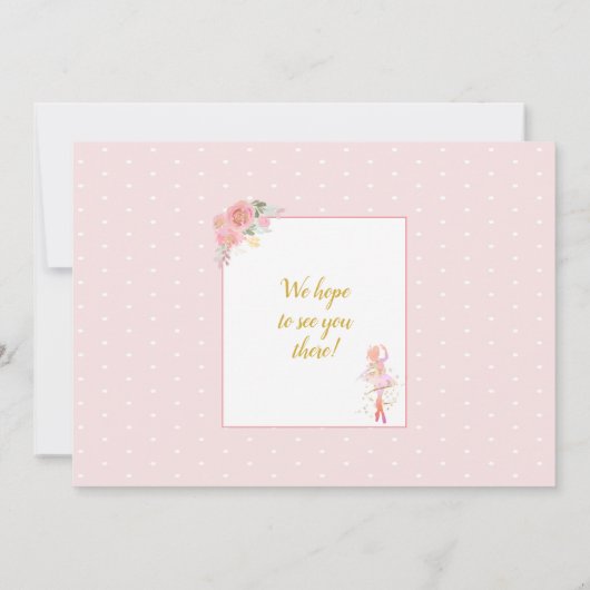 バレエダンサーエレガントピンクの誕生日パーティーの写真 招待状 (裏面)