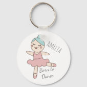 バレエダンサーガールパーソナライズされたズ キーホルダー (正面)