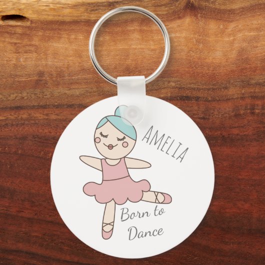 バレエダンサーガールパーソナライズされたズ キーホルダー (正面)