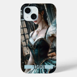 バレエダンサーグリーンートゥ&フェアリーウィングス名前をカスタムする iPhone 15ケース