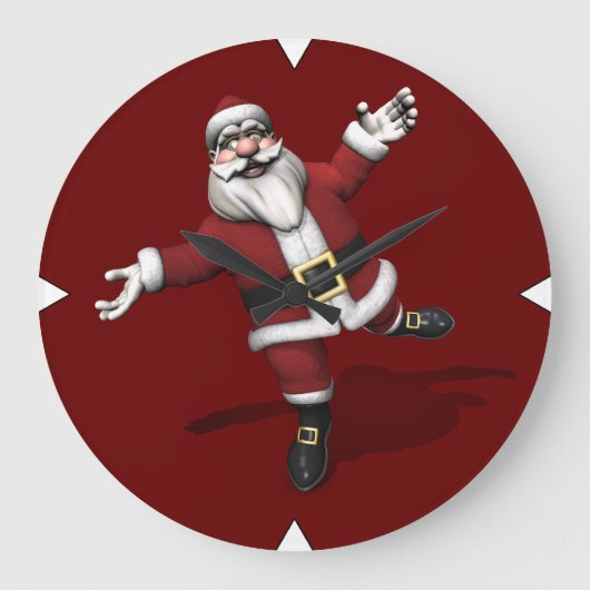 バレエダンサーサンタクロース ラージ壁時計 (正面)