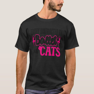 バレエダンサーダンスガールバレリーナ猫すぐに気が散る Tシャツ