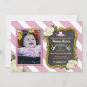 バレエダンサートゥトゥトゥキュートピンクパーティー誕生日招待状 招待状 (正面)