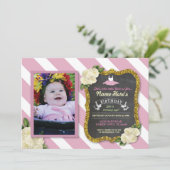 バレエダンサートゥトゥトゥキュートピンクパーティー誕生日招待状 招待状 (スタンド正面)