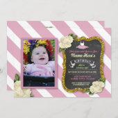 バレエダンサートゥトゥトゥキュートピンクパーティー誕生日招待状 招待状 (正面/裏面)